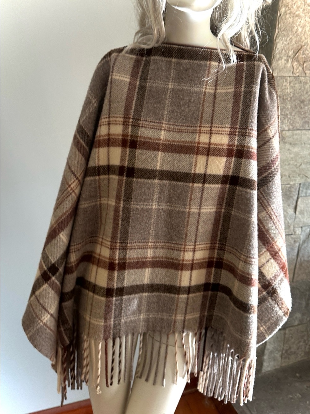 PENDLETON Knockabouts Heritage Tartan Wool Plaid Poncho Convertible Blanket vtg - Picture 6 of 15